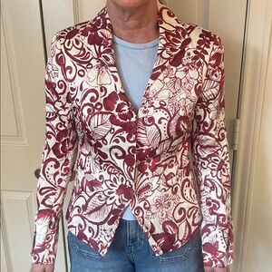 Lafayette 148 New York Red and White Floral Blazer